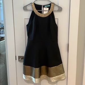 New black and gold cocktail dress